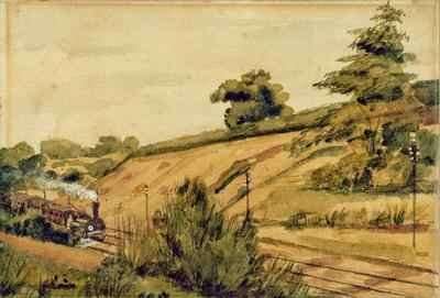 Landscape with Train by Romanticism