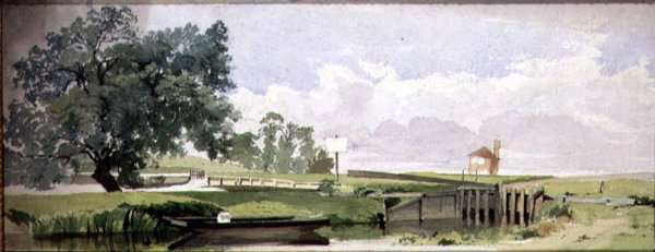 A Riverside Scene with a Lock, c.1860 by Romanticism