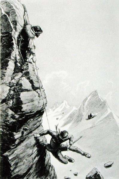 The Accident on Sefton, from Scrambles Amongst the Alps by Edward Whymper, published 1871 by Romanticism