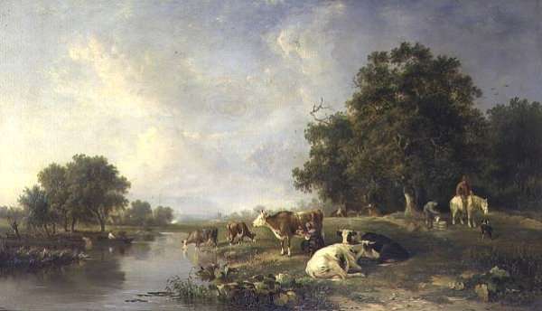 Landscape with cattle by Romanticism