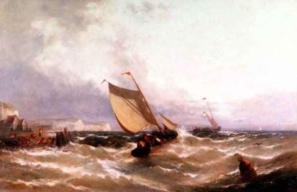 Fishing Boats off a Coastline by Romanticism