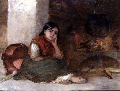 Girl by a Fireside 1862 by Romanticism
