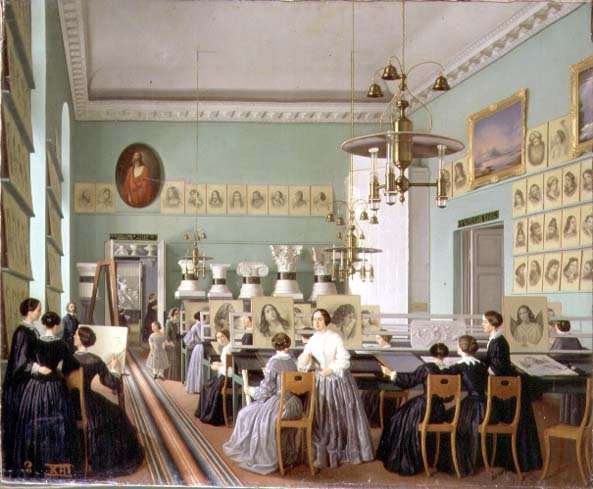 Interior of the Womens Department of the St Petersburg Drawing School by Romanticism