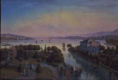 View of the Lake of Zurich with Villa Rosau by Romanticism