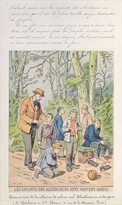 The children of alcoholics are often idiots illustration from childrens book on the dangers of alcoholism late 19th century by Romanticism