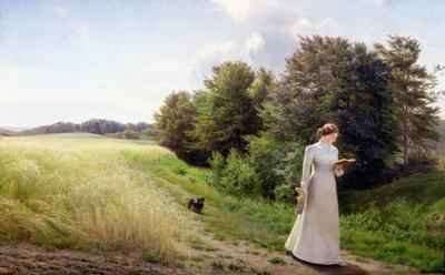 Lady in White Reading by Romanticism