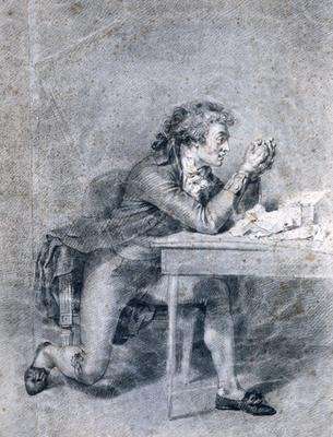 Francois Buzot 1760-94 contemplating a portrait miniature of Madame Roland 1754-93 by Romanticism