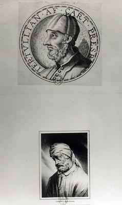Two portraits of Quintus Septimus Florens Tertullianus 160-c.220 known as Tertullian by Romanticism