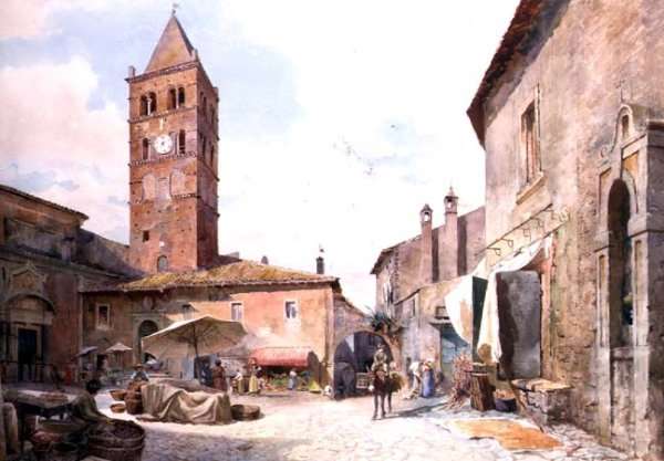 View of the Piazza dellOlmo, Tivoli by Romanticism