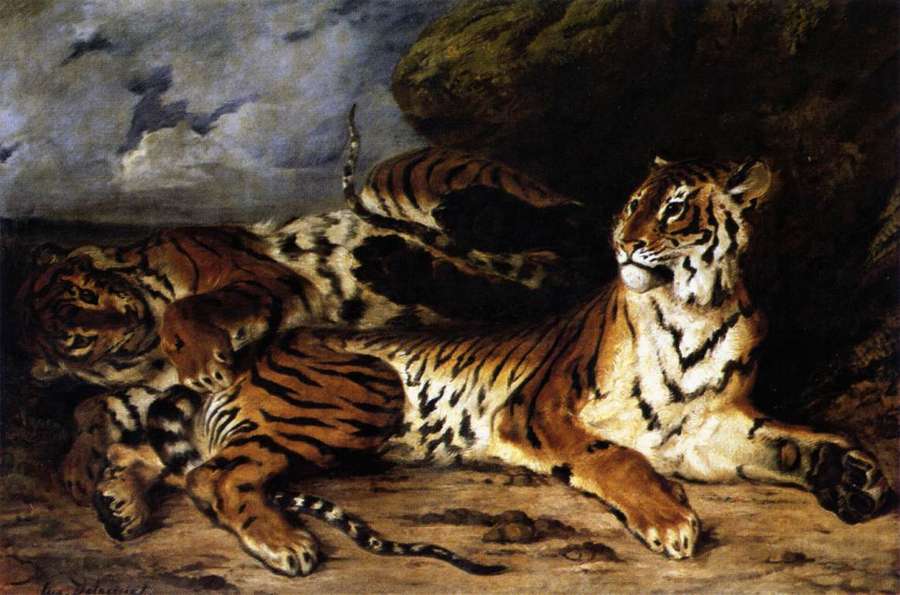 A Young Tiger Playing with its Mother 1830 by Romanticism