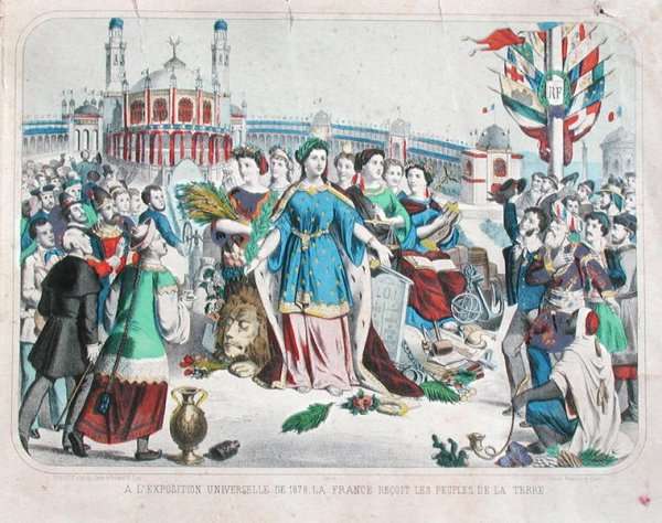 France receiving the people of the world at the Universal Exposition of 1878 by Romanticism