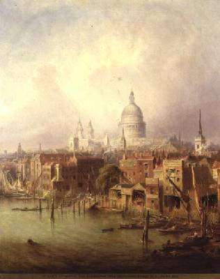 Queenhithe - St Pauls in the distance 1860 by Romanticism