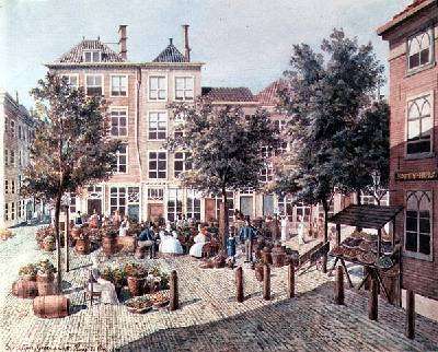 The little vegetable market in Haag by Romanticism