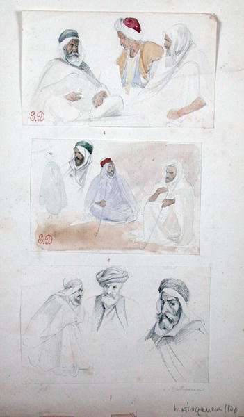 Sketches of Algerian Men at Mostaganem, from Vues et Portrait Faits Pendant la Campagne de Mai 1840, 1840 by Romanticism