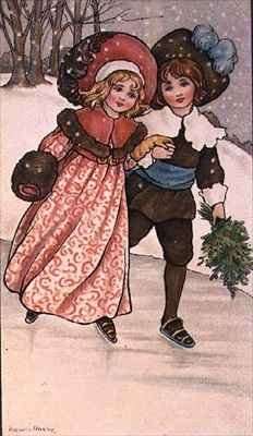 Girl and Boy Skating by Romanticism