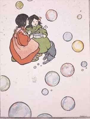 Blowing Bubbles illustrated childrens book by Romanticism
