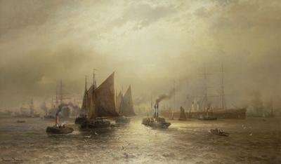 A Busy Morning on the River Mersey by Romanticism