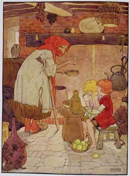 Hansel and Gretel are fed by the Witch by Romanticism