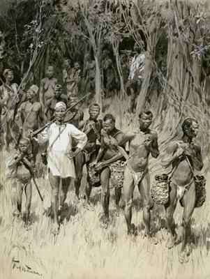 How the white man trades in the Congo State bringing in rubber and hostages by Romanticism