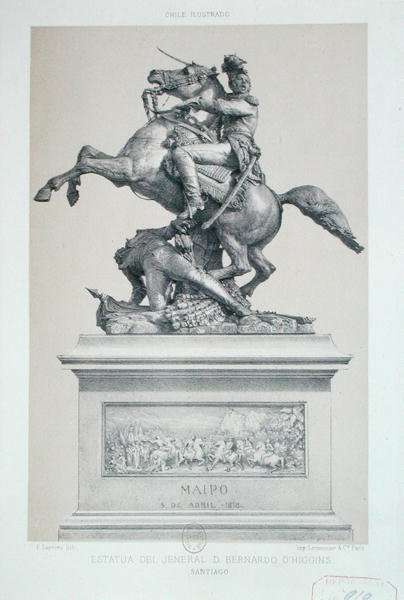 Statue of Bernardo OHiggins 1776-1842 in Santiago, Chile by Romanticism