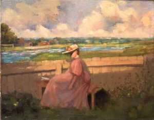 Lady in a Garden by Romanticism