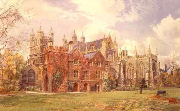 Exeter Cathedral and Bishop's Palace by Romanticism