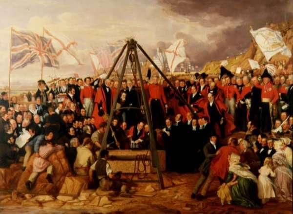 Laying the Foundation Stone of the Victoria Harbour, Jersey, 1841 by Romanticism