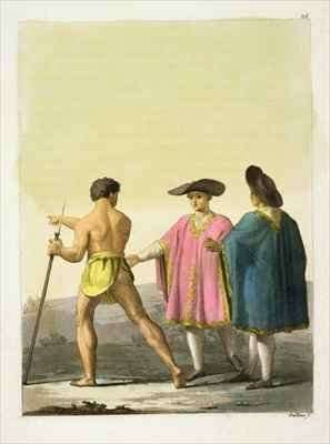 Men Wearing Ceremonial Ponchos in Santiago Chile by Romanticism