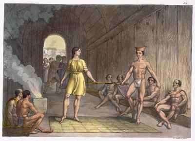 A Canadian Indian marriage ceremony from Le Costume Ancien et Moderne by Romanticism