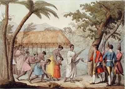 Captain Samuel Wallis 1728-1830 being received by Queen Oberea on the Island of Tahiti by Romanticism