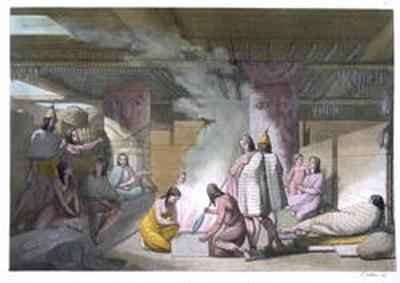 Interior of Nootka tribe cabin by Romanticism