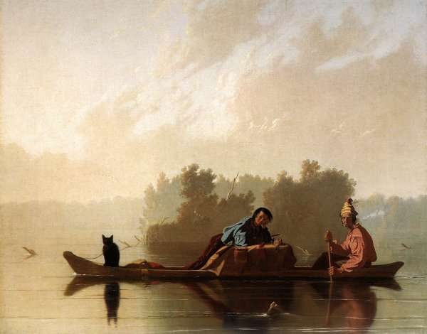 Fur Traders Descending the Missouri by Romanticism