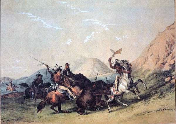 Native Americans killing a bear by Romanticism