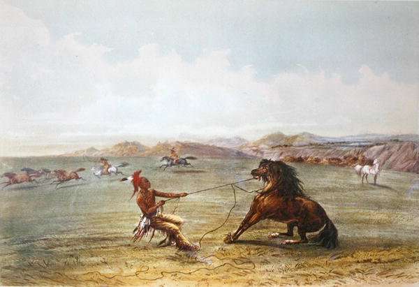 Osage hunters catching wild horses by Romanticism