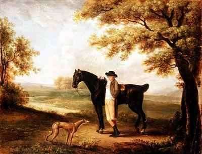 Horse rider and whippet by Romanticism