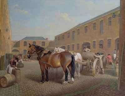 Loading the Drays at Whitbread Brewery Chiswell Street London 2 by Romanticism