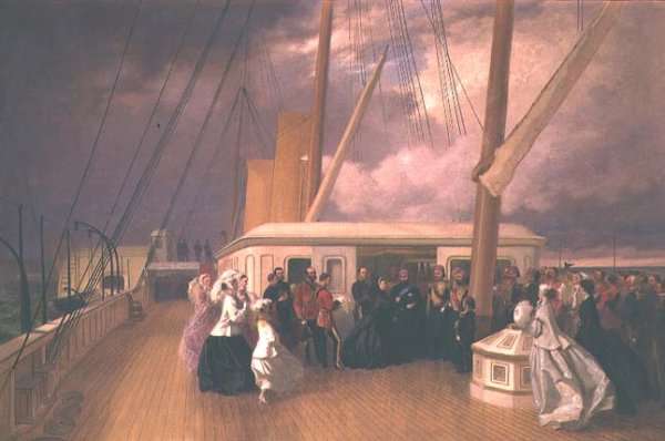 Queen Victoria investing the Sultan with the Order of the Garter on board the Royal Yacht 17th July 1867 by Romanticism