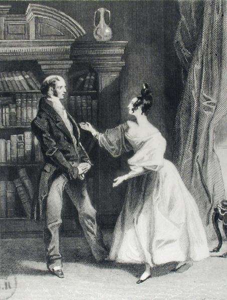 She then told him what Mr Darcy had voluntarily done for Lydia. He heard her with astonishment, illustration from Pride and Prejudice by Jane Austen 1775-1817 engraved by William Greatbach b.1802 1833 by Romanticism