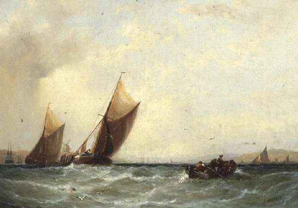 Fishing Boats off a Dutch Coast by Romanticism