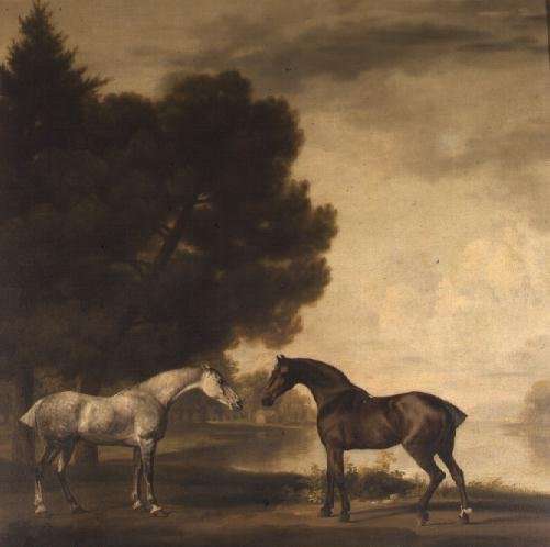 A Grey and a Bay in a Landscape by Romanticism