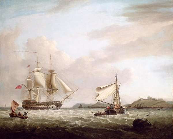 An English Man-of-War off Pendennnis Castle, Falmouth 1801 by Romanticism