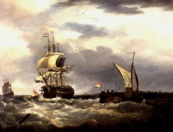 Vessels off the Dutch Coast by Romanticism