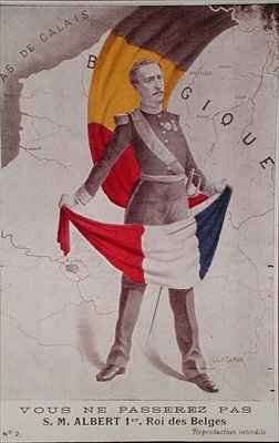 Postcard depicting Albert I 1875-1934 as the defender of Belgium by Romanticism