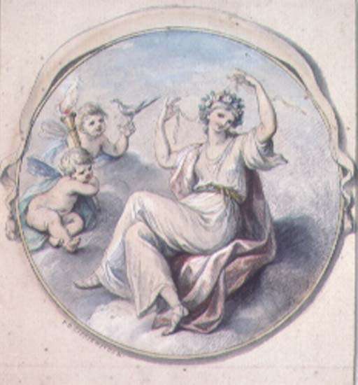 Venus binding her hair with a garland, attended by Cupids by Romanticism