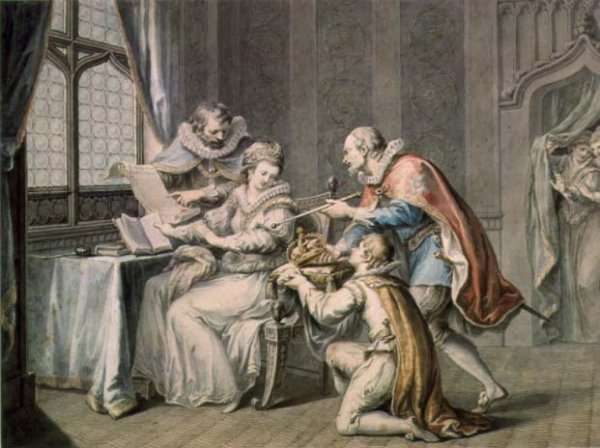 The Dukes of Northumberland and Suffolk praying Lady Jane Grey to accept the Crown by Romanticism