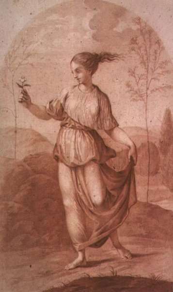 A Young Woman walking bare-footed in a Landscape by Romanticism