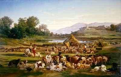Shepherds with Sheep by Romanticism