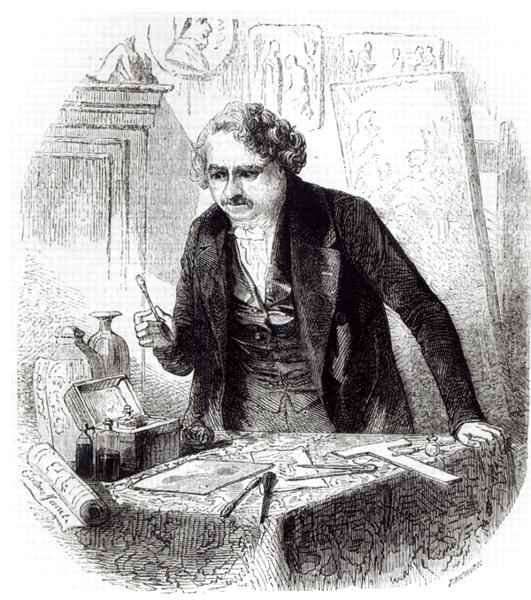 Daguerre discovers the effect on a spoon left by accident on an iodized silver plate by Romanticism