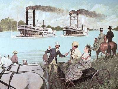 The Great Mississippi Steamboat Race 1870 by Romanticism
