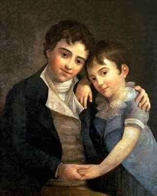 Portrait of Karl Thomas 1784-1858 and Franz Xaver 1791-1844 the two sons of Wolfgang Amadeus Mozart 1756-91 by Romanticism